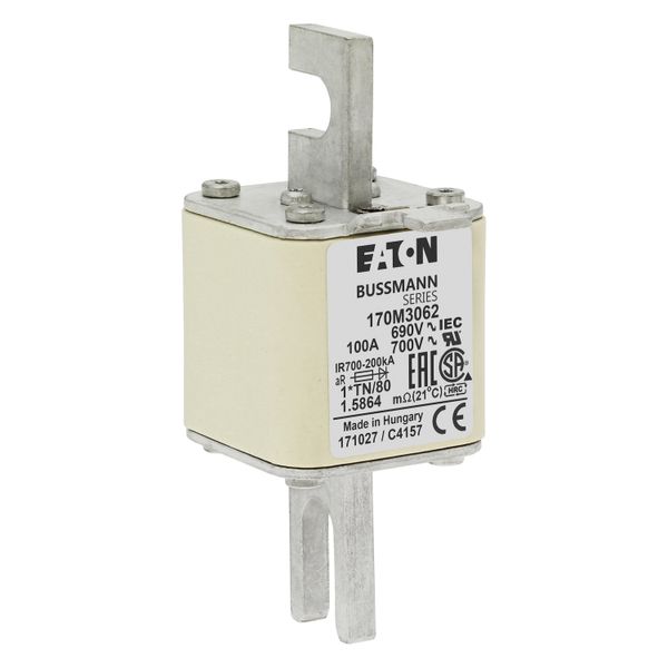 Fuse-link, high speed, 100 A, AC 690 V, compact DIN 1, 45 x 58 x 104 mm, aR, DIN, IEC, single indicator image 9