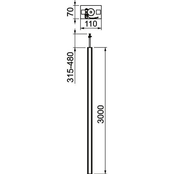 ISS70110EL Service pole floor/ceiling 3000x110x70 image 2