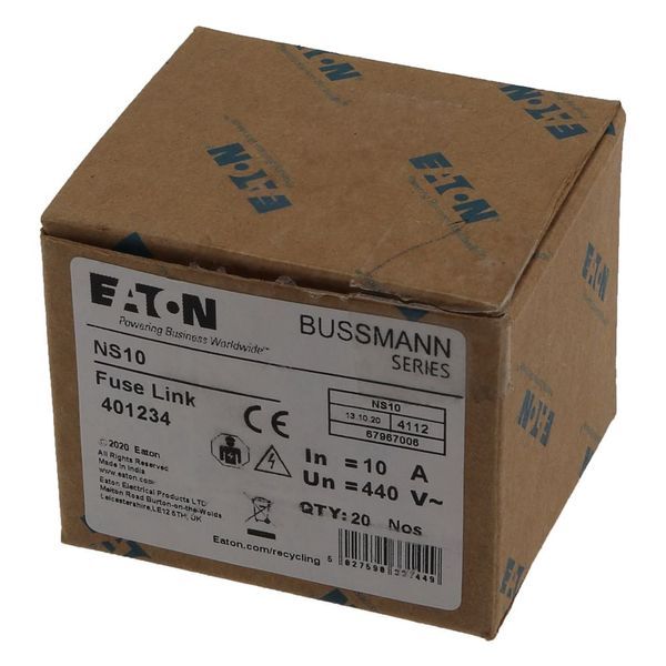 Fuse-link, LV, 10 A, AC 440 V, BS88/F1, 15 x 62 mm, gL/gG, BS image 11