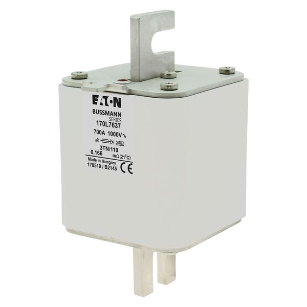 Fuse-link, high speed, 700 A, AC 1000 V, Size 3, 76 x 90 x 141 mm, aR, DIN, IEC, single indicator image 5