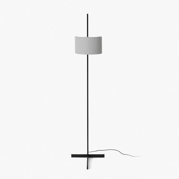 STAND UP BLACK FLOOR LAMP GREY SHADE E27 20W image 1