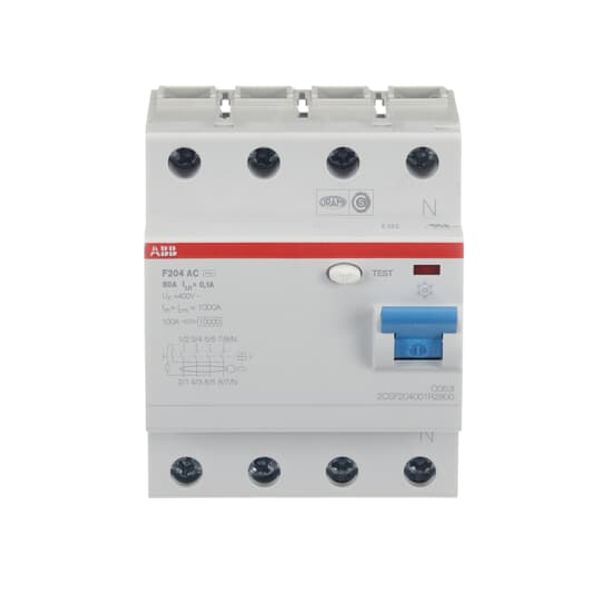 F204 AC-80/0.1 Residual Current Circuit Breaker 4P AC type 100 mA image 4