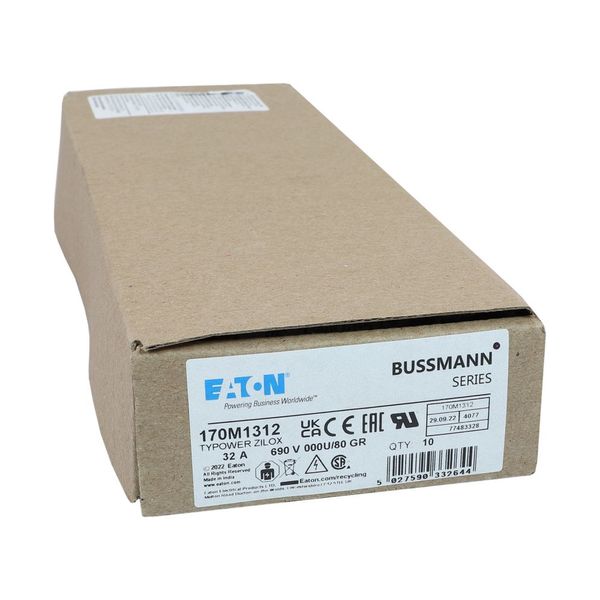 Fuse-link, high speed, 32 A, AC 690 V, DIN 000, 21 x 40 x 100 mm, gR, DIN, IEC image 13