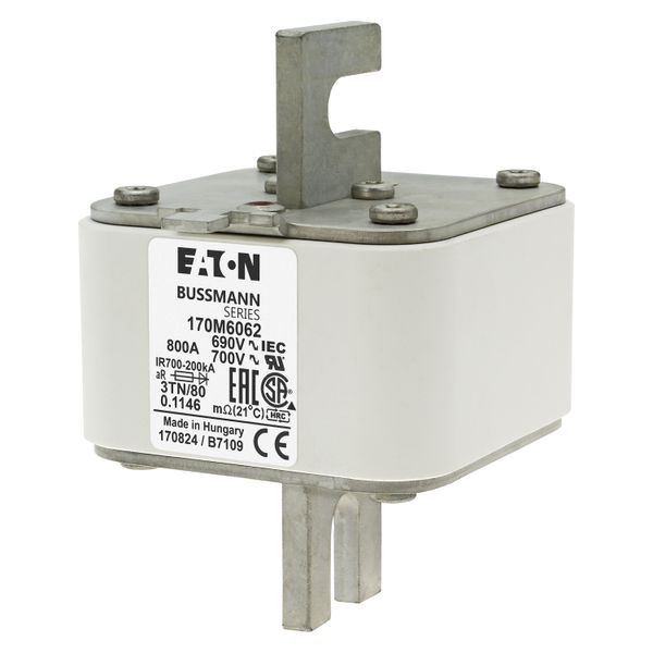 Fuse-link, high speed, 800 A, AC 690 V, DIN 3, 76 x 90 x 109 mm, aR, DIN, IEC, single indicator image 5