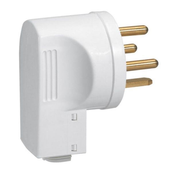 Male power plug with earth 32A - bottom outlet - 3 pins - white image 1