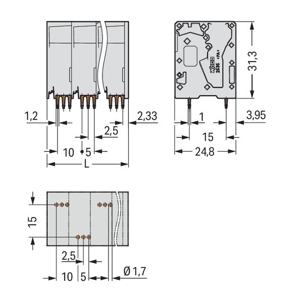 PCB terminal block 16 mm² Pin spacing 10 mm gray image 5