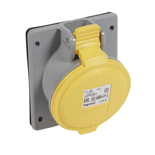 PANEL MOUNTING SOCKET 32A 2P+E 100/130V IP44 image 2