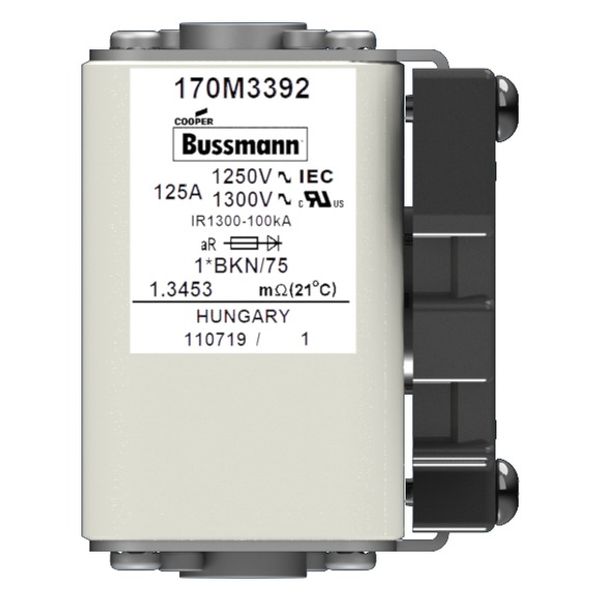 Fuse-link, high speed, 125 A, AC 1250 V, compact size 1, 45 x 59 x 75 mm, aR, IEC, UL, single indicator image 1