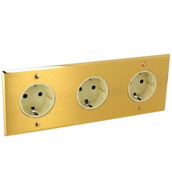 Art d'Arnould univers Memory triple standard Schuko horizontal power socket 2P+E 16A 250V - Brushed Gold image 1