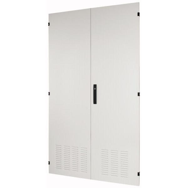 Section wide door, ventilated, HxW=2000x1100mm, double-winged, IP42, grey image 1