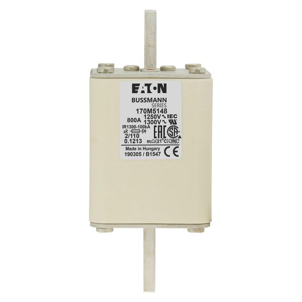 Fuse-link, high speed, 800 A, AC 1250 V, size 2, 61 x 75 x 138 mm, aR, DIN, IEC, single indicator image 7