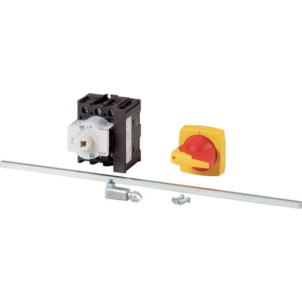 Main switch, P1, 25 A, rear mounting, 3 pole, 1 N/O, 1 N/C, Emergency switching off function, Lockable in the 0 (Off) position, With metal shaft for a image 4