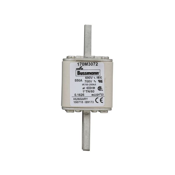 Fuse-link, high speed, 550 A, AC 690 V, compact DIN 1, 45 x 58 x 104 mm, aR, DIN, IEC, single indicator image 9