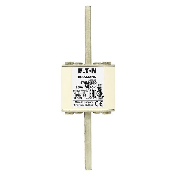 Fuse-link, high speed, 250 A, AC 1250 V, size 1, 53 x 69 x 160 mm, aR, IEC, UL image 17