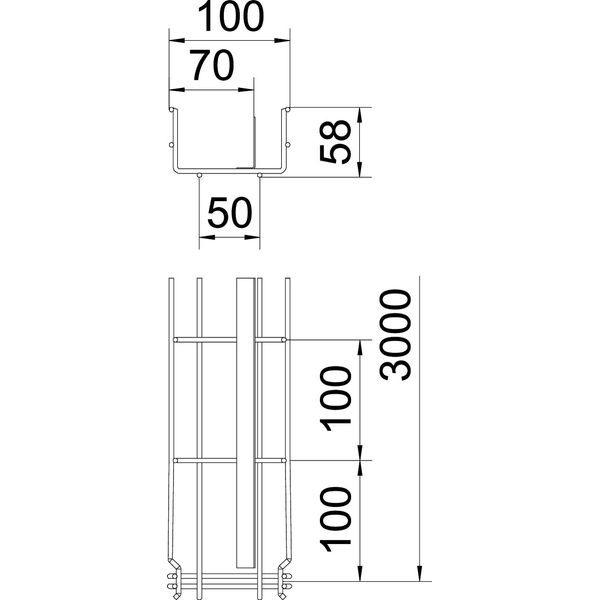 GRM-T 55 100 G Mesh cable tray GRM with 1 barrier strip 55x100x3000 image 2