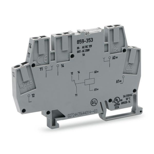 Relay module Nominal input voltage: 12 V AC/DC 1 changeover contact gr image 1