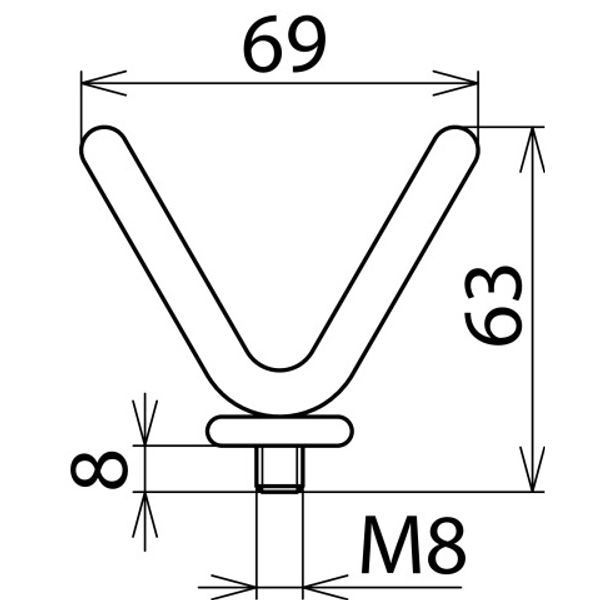 Fork-shaped electrode W 69mm with M8 threaded bolt f. PHE/PHV image 2