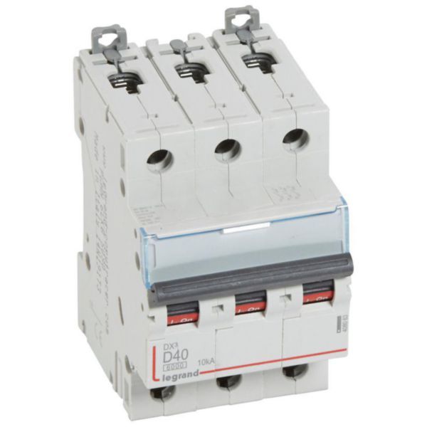 DX³6000 10kA high inlet and low outlet 3P 400~ screw circuit breaker - 40A - D curve - for traditional HX³ comb image 1