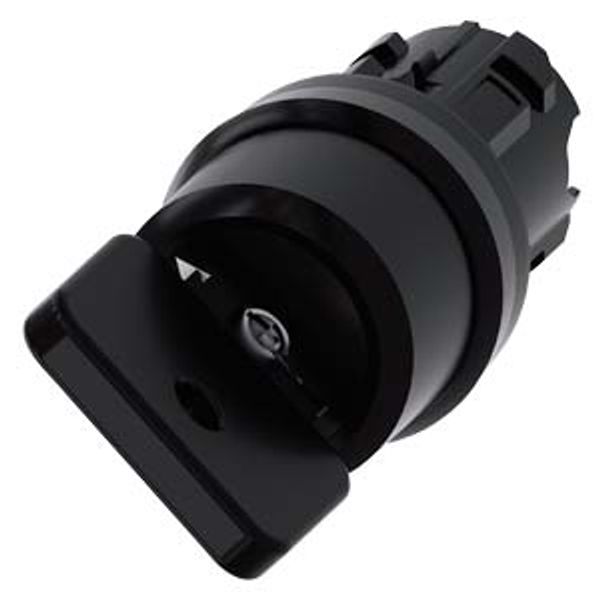 3SU1000-4HF01-0AA0-Z Y15 Key-operated switch O.M.R, 22 mm, round, plastic, lock number 73034, black, with 2 keys, 2 switch positions O-I, latching, actuating angle 90°, 10:30h/13:30h, image 1