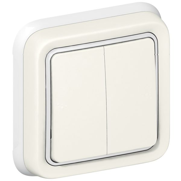 Switch Plexo IP 55 - 2 gang 2-way - 10 AX - 250 V~ - flush mounting - white image 1