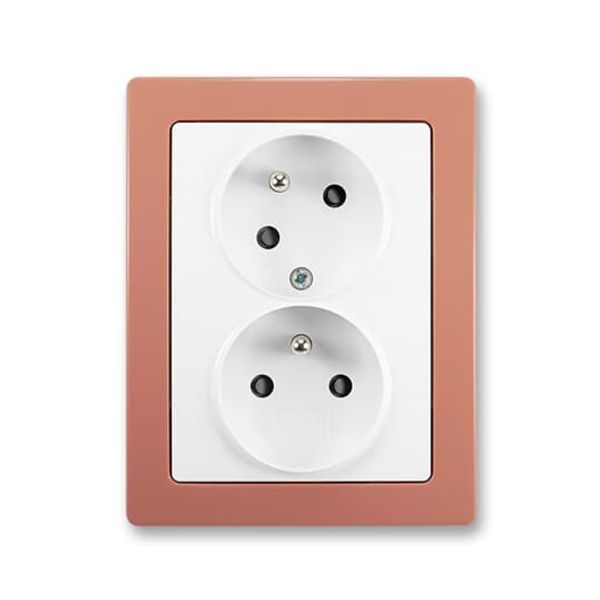 5513J-C02357 B1R3 Double socket outlet with earthing pins, shuttered, with turned upper cavity image 1