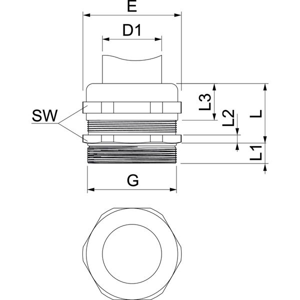 V-TEC VM LM63 MS Cable gland with long connection thread M63 image 2