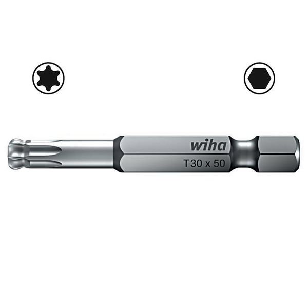 WIHA Lange Standaard bit TORX kogelkop E 6,3 7045BE T20x70 image 2