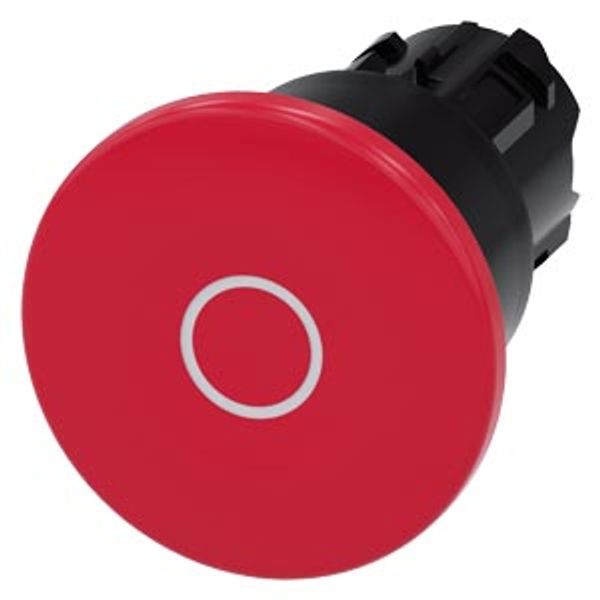 Mushroom pushbutton, 22 mm, round, plastic, red, inscription: O, 40…3SU1000-1BA20-0AD0-Z X90 image 1