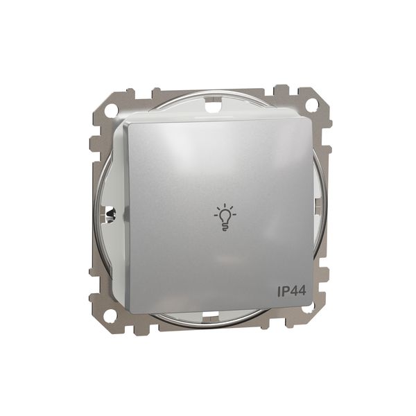 Sedna Design & Elements, 1-way Push-Button 10A Lamp Symbol, professional, aluminium image 4