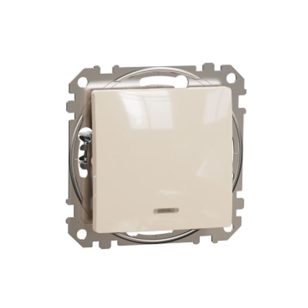 Sedna Design & Elements, 2-way Push-Button 10A Blue Loc LED, beige image 3