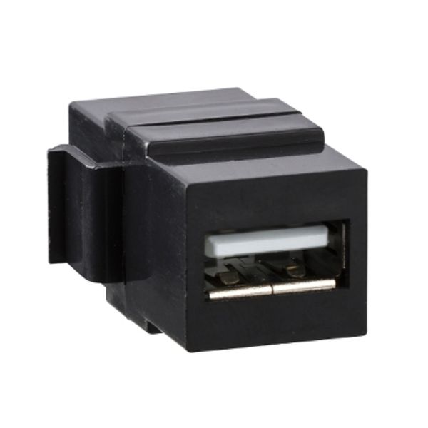 USB 2.0 Connector jack, Merten, Keystone, black image 2