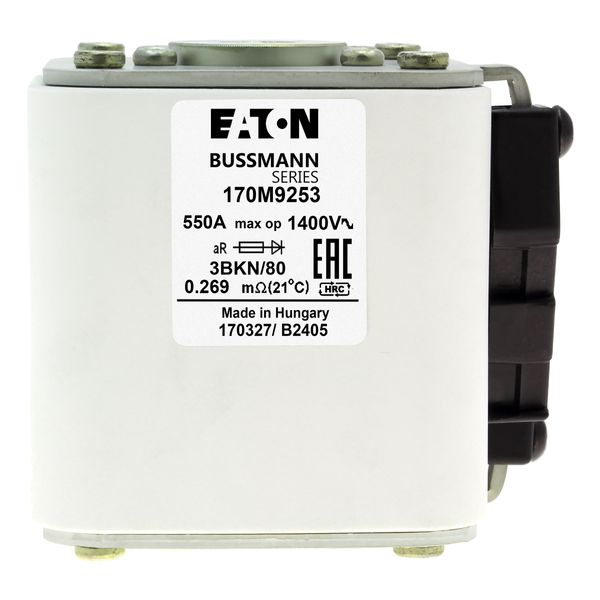 Fuse-link, high speed, 550 A, AC 1400 V, size 3, aR, IEC, with indicator image 19