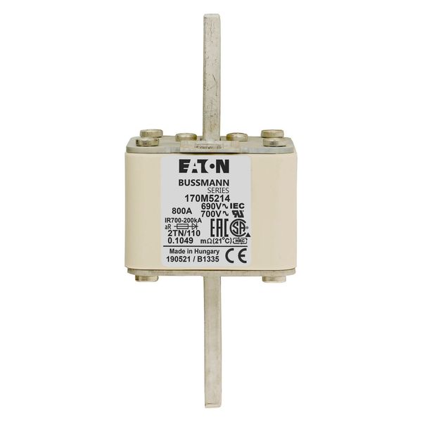 Fuse-link, high speed, 800 A, AC 690 V, DIN 2, 61 x 75 x 138 mm, aR, DIN, IEC, single indicator image 15