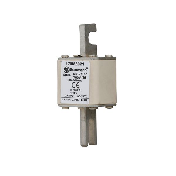 Fuse-link, high speed, 500 A, AC 690 V, compact DIN 1, 45 x 45 x 104 mm, aR, DIN, IEC, single indicator image 8