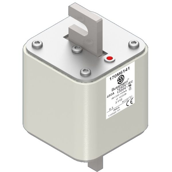 Fuse-link, high speed, 450 A, AC 1250 V, size 3, 76 x 90 x 139 mm, aR, DIN, IEC, single indicator image 2