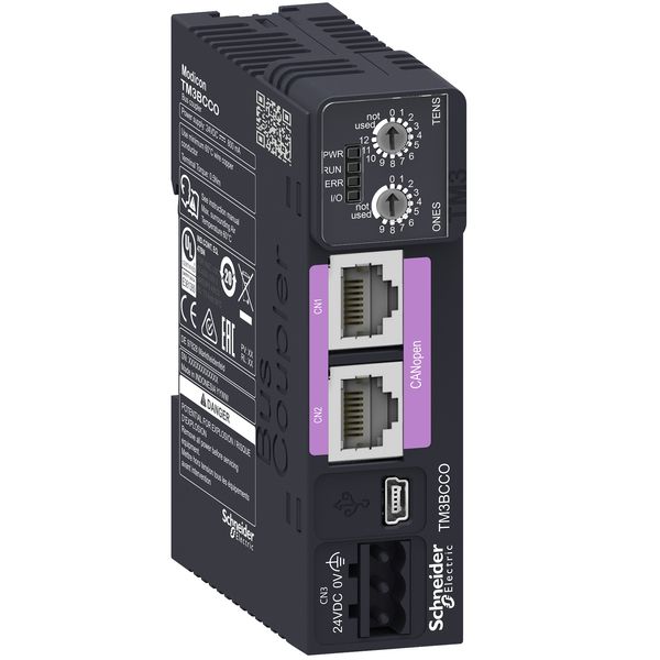 IP20 I/O Distributed Optimized TM3 Bus Coupler Module CANopen Interface image 1