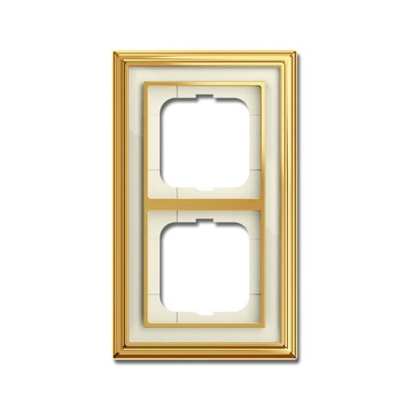 1722-838-500 Cover Frame Busch-dynasty® polished brass ivory white image 1