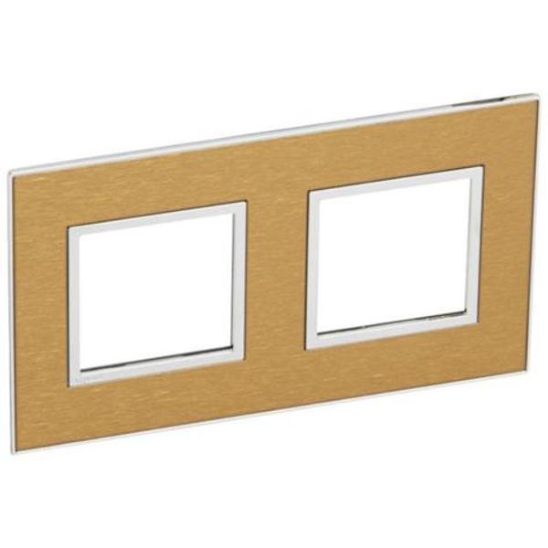 Plate Arteor - French/German std - square - 2 x 2 modules - gold brass image 1