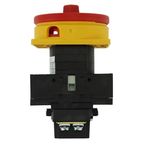 Main switch, P1, 40 A, flush mounting, 3 pole, Emergency switching off function, With red rotary handle and yellow locking ring, Lockable in the 0 (Of image 10