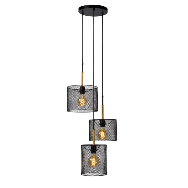 BASKETT Pendant 3xE27/40W Black/Wood image 1