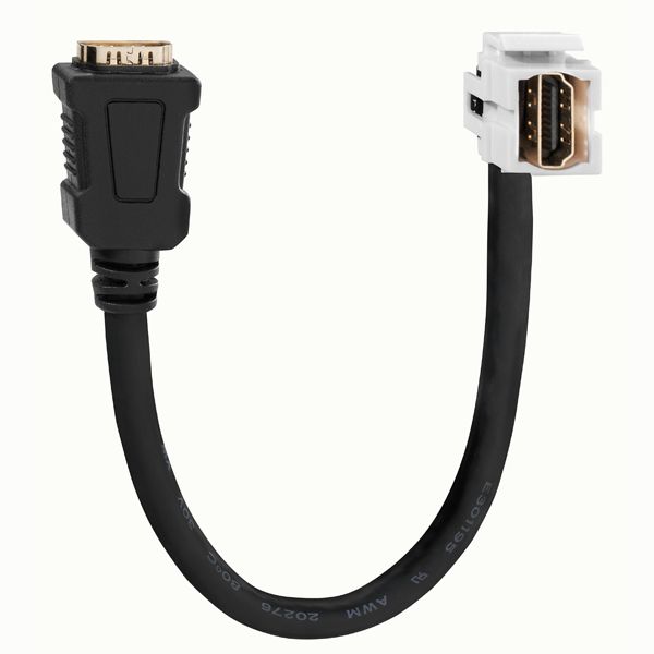 HDMI-Keystone-Modul, mit Kabelpeitsche, reinweiß (ähnlich RAL 9010), für Montageadapter KMK-MA Up und andere Einbauadapter image 1