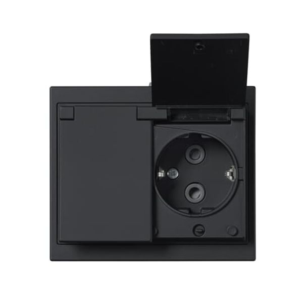 302EUJW-885 Socket outlet with Hinged Lid Black - Impressivo image 1