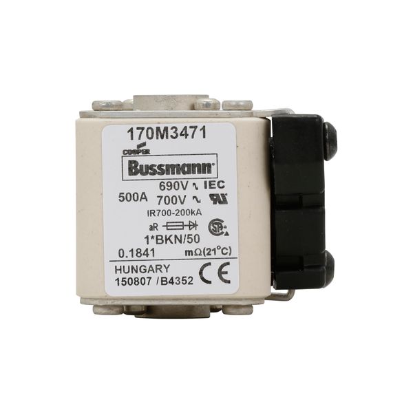 Fuse-link, high speed, 500 A, AC 690 V, compact size 1, aR, IEC, UL, single indicator image 14