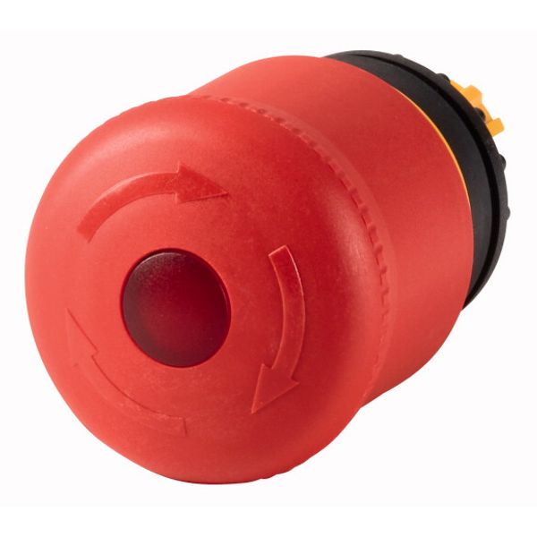 Emergency stop/emergency switching off pushbutton, RMQ-Titan, Mushroom-shaped, 38 mm, Illuminated with LED element, Turn-to-release function, Red, yel image 1