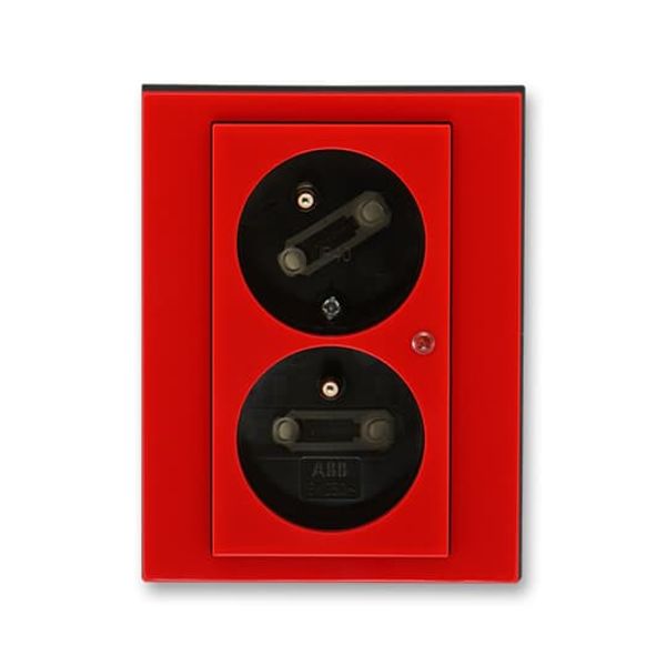 5593H-C02357 65 Double socket outlet with earthing pins, shuttered, with turned upper cavity, with surge protection image 2