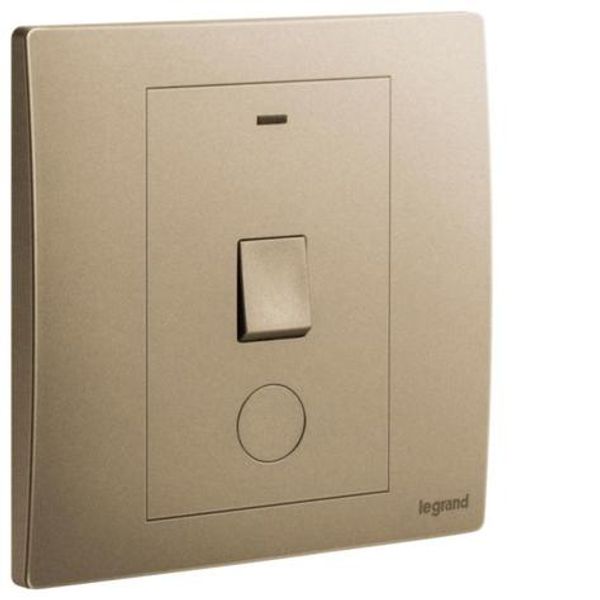 Mallia Senses 1 gang 1 way double pole switch 20AX with led indicator and earth terminal cable outlet image 1