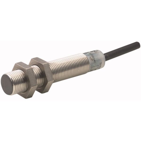 Proximity switch, E57 Premium+ Series, 1 N/O, 2-wire, 20 - 250 V AC, M12 x 1 mm, Sn= 2 mm, Flush, Stainless steel, 2 m connection cable image 1