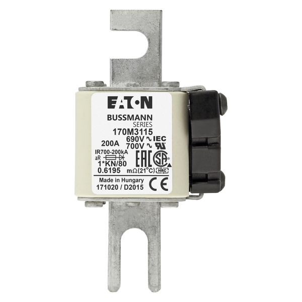 Fuse-link, high speed, 200 A, AC 690 V, compact DIN 1, 45 x 59 x 104 mm, aR, DIN, IEC, single indicator image 16