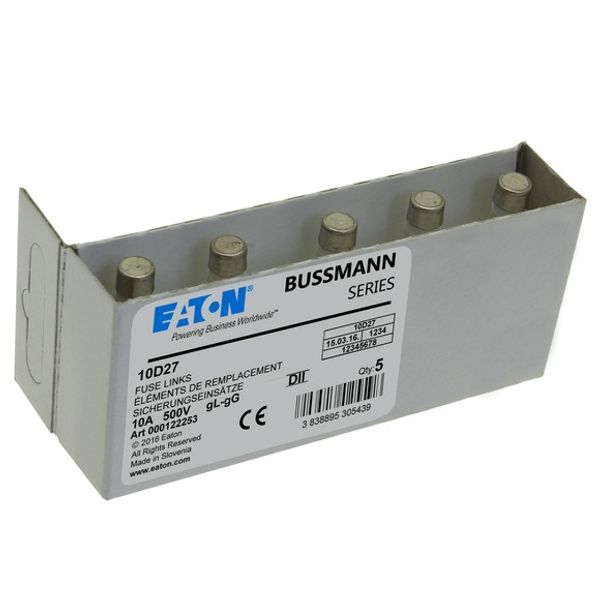 Fuse-link, LV, 10 A, AC 500 V, D2, gL/gG, IEC, time-delay image 1