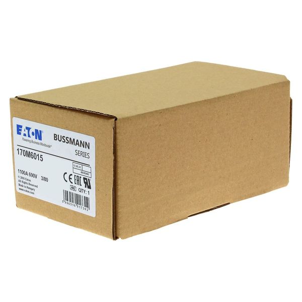 Fuse-link, high speed, 1100 A, AC 690 V, DIN 3, 76 x 76 x 109 mm, aR, DIN, IEC, single indicator image 12